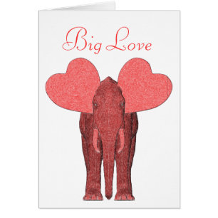 Cartão Elefante cor-de-rosa romântico
