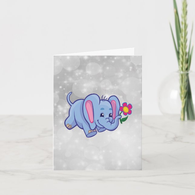 Cartão Elefante de banda desenhada (Frente)