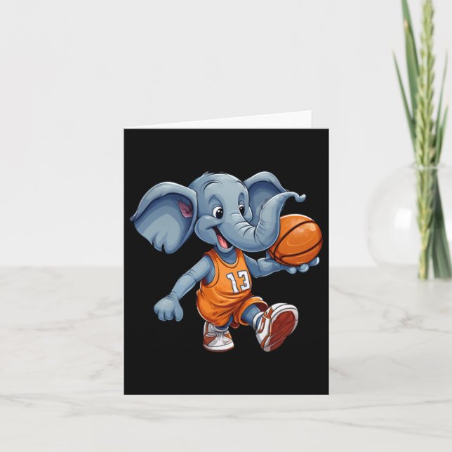 Cartão Elefante de Basquetebol  (Frente)