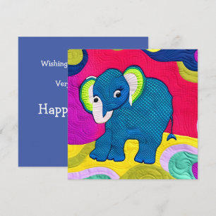 Cartão Elefante De Bebê Azul E Bonito - Design
