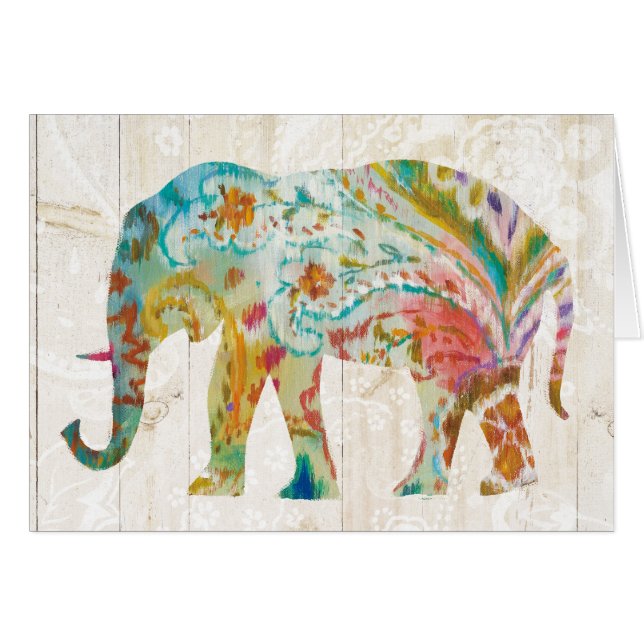 Cartão Elefante de Boho Paisley II (Frente Horizontal)