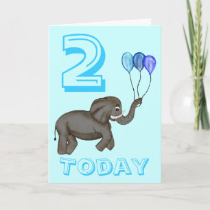 Cartão Elefante de Celebração (azul)