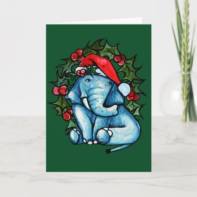 Cartão Elefante de Natal (Frente)