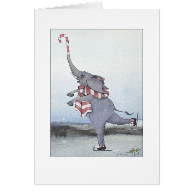 Cartão Elefante De Pele De Candy De Natal (Frente)