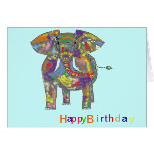 Cartão Elefante do arco-íris, design colorido, para