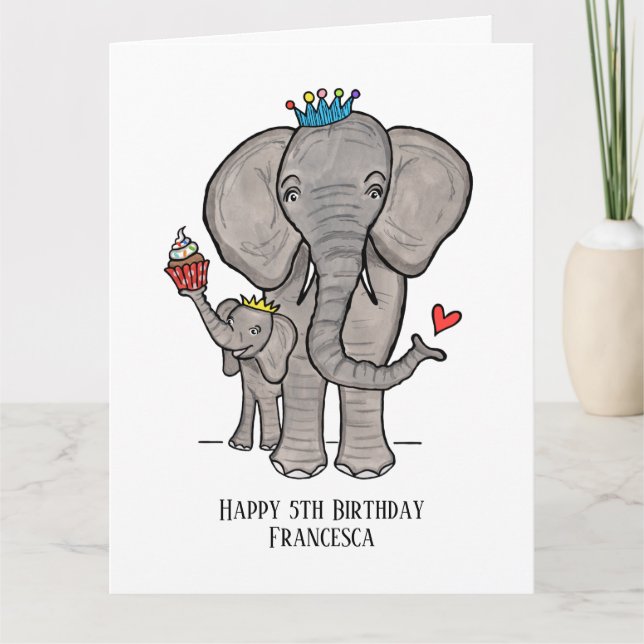 Cartão Elefante e Bebé Personalizados (Frente)