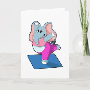 Cartão Elefante em exercícios de alongamento de yoga em p