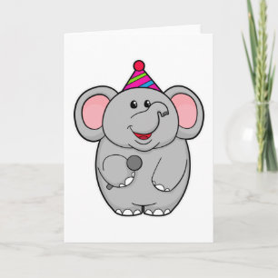 Cartão Elefante em Festa com Microfone
