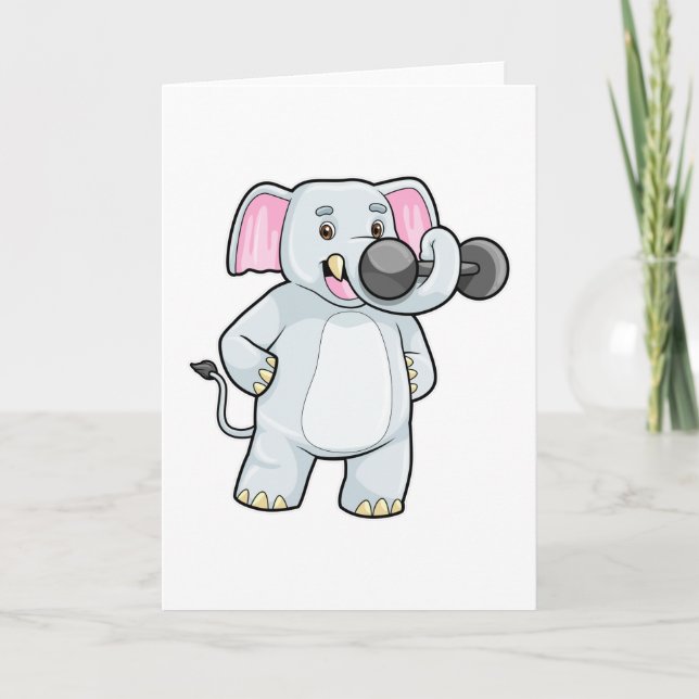 Cartão Elefante em treino de força com haltere (Frente)