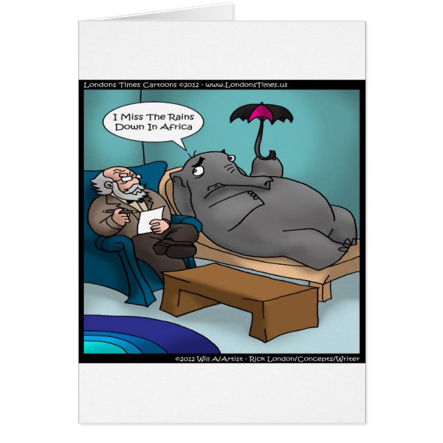 Cartão Elefante Engraçado em Terapia (Frente)