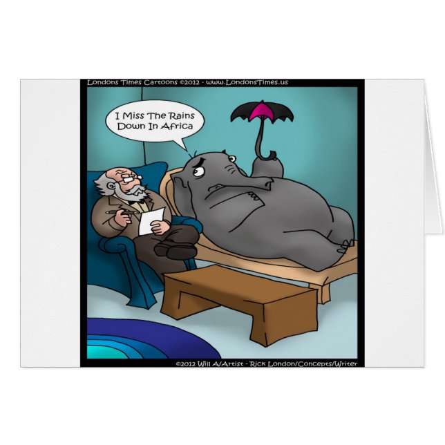 Cartão Elefante Engraçado em Terapia (Frente Horizontal)