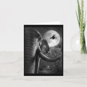 Cartão Elefante Engraçado Feminino Selfie Lua Cheia Voand