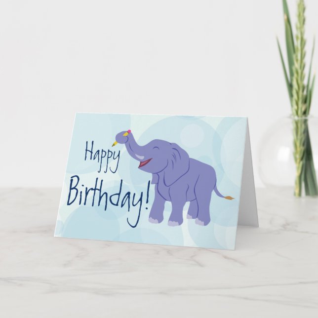 Cartão Elefante Feliz (Personalizar) (Frente)