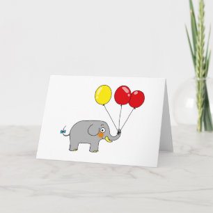 Cartão Elefante fofo com balões de festa