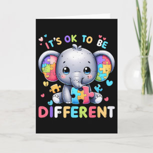 Cartão Elefante Fofo Conscientização do Autismo Está Ok S