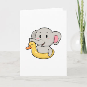 Cartão Elefante nadando com bóia
