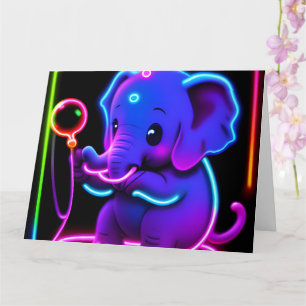 Cartão elefante neon