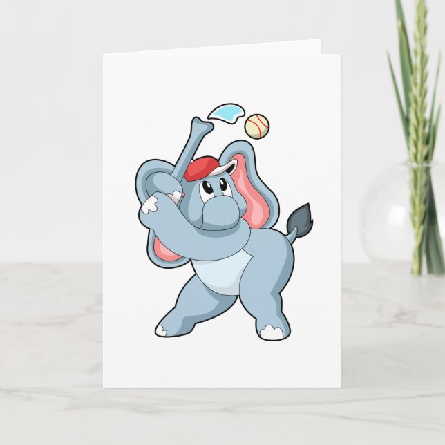 Cartão Elefante no Beisebol (Frente)