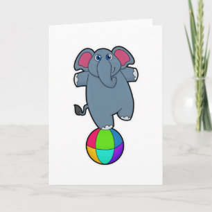 Cartão Elefante no Circo com bola de Circo