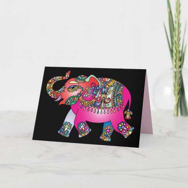 cartão elefante ornamental (Frente)