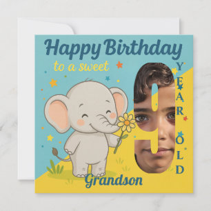Cartão Elefante Personalizado do 9º Aniversário Que Doce 