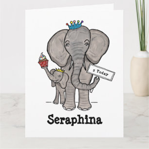 Cartão Elefante Personalizado e Aniversário do Bebê
