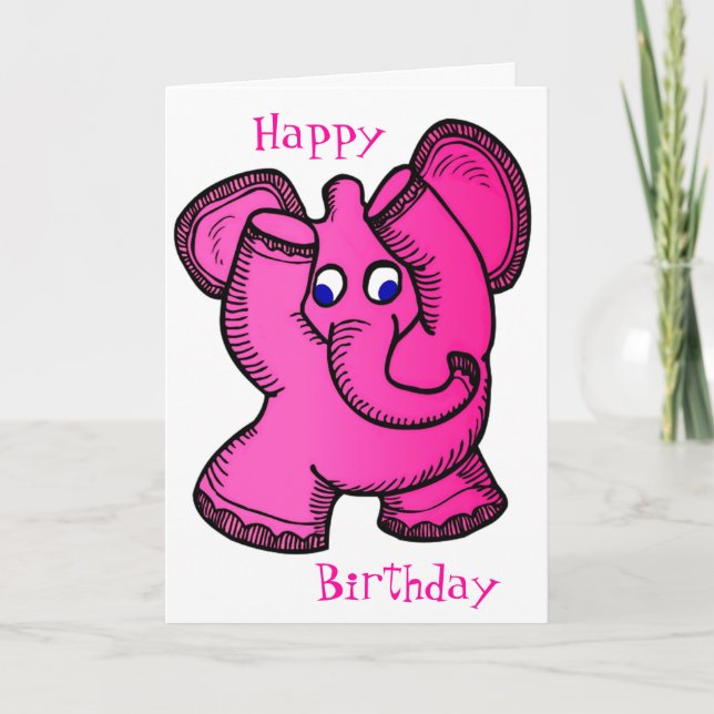 Cartão Elefante Rosa (Frente)