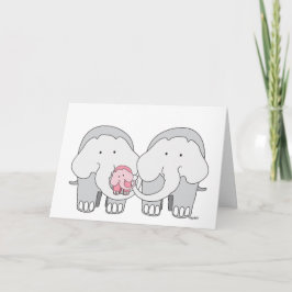 Cartão Elefante Rosa Bebê