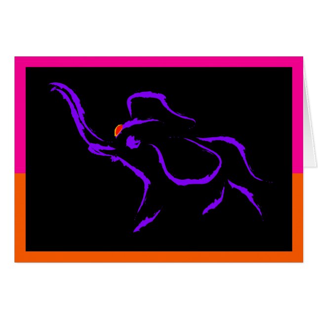 Cartão Elefante roxo Running (Frente Horizontal)