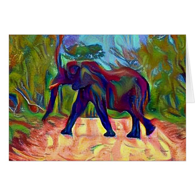 Cartão Elefante Trippy (Frente Horizontal)