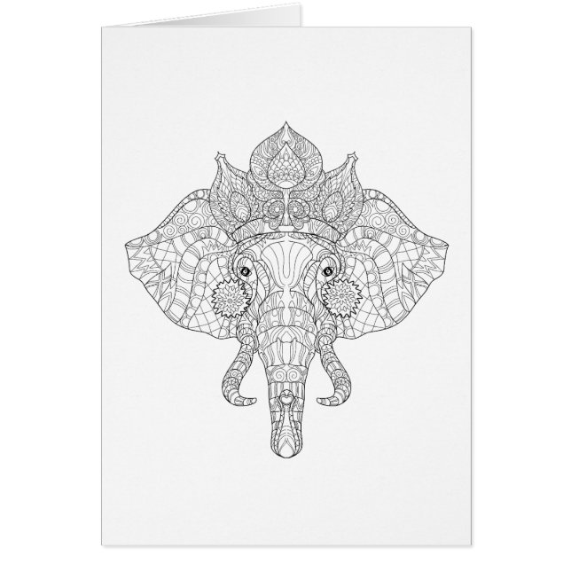 Cartão Elefante Zendoodle principal (Frente)