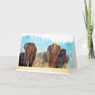 Cartão Elefantes Animais Safari Destino Paz Amor
