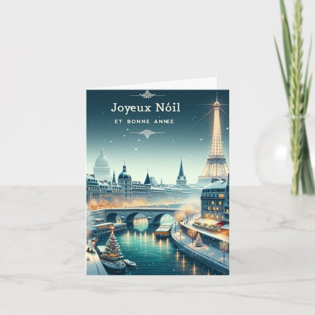 Cartão Elegância de inverno parisiense (Frente)