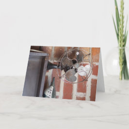 Cartão Elegância de Vintage: Ventilador clássico e bateri