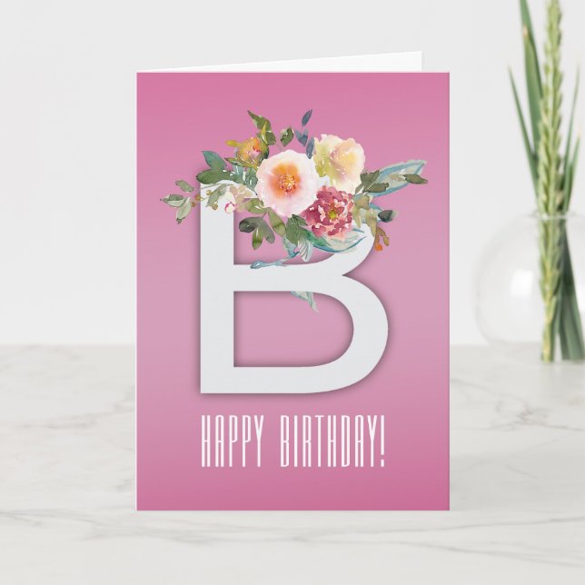 Cartão Elegancia Floral de Cumpleaños (Frente)