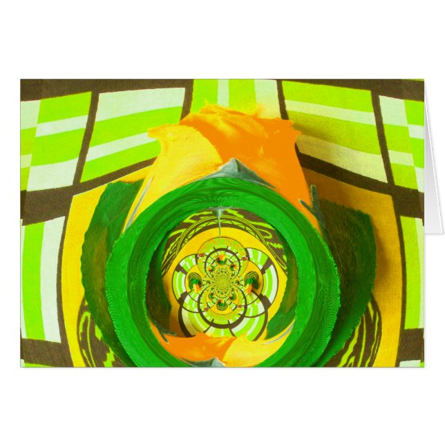 Cartão Elegância ouro: Linda Rosa Amarela Africana (Frente Horizontal)