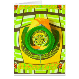 Cartão Elegância ouro: Linda Rosa Amarela Africana