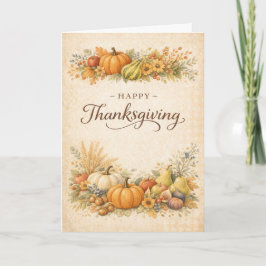 Cartão Elegant Autumn Harvest Happy Thanksgiving 