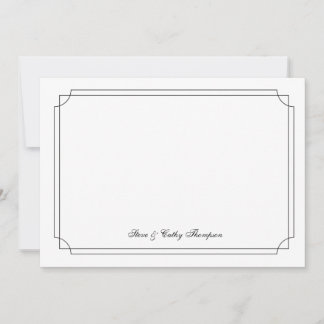 Cartão Elegant  Black Border on White Custom Notecard
