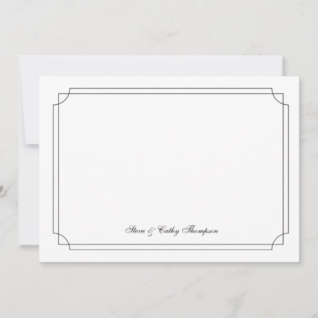 Cartão Elegant  Black Border on White Custom Notecard (Frente)