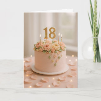 Cartão Elegant Blush Floral 18th Birthday Cake