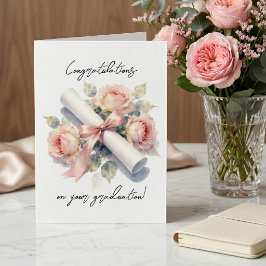 Cartão Elegant Blush Pink Watercolor Roses Graduation 