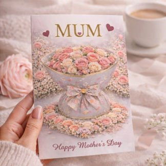 Cartão Elegant Blush Rose “MUM” Mother’s Day Card 