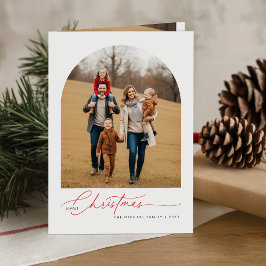 Cartão Elegant Christmas Greetings Family Photo Folded
