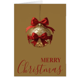 Cartão Elegant Christmas Ornament Beige and Red