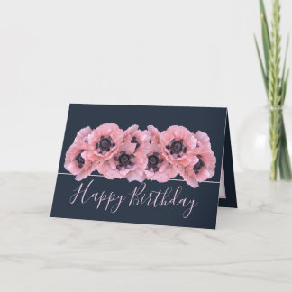 Cartão Elegant Coral Pink Poppies Botanical Chic Birthday