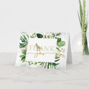 Cartão Elegant Dinosaur Greenery Folded Thank You Card