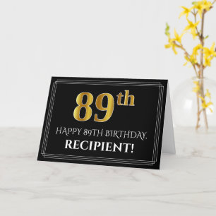 Cartão Elegant Faux Gold Look "89th" Birthday + Name