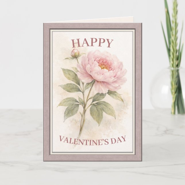 Cartão Elegant Floral Happy Valentine’s Day Card (Frente)
