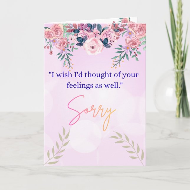 Cartão Elegant Floral Sorry Greeting Card with Heartfelt  (Frente)